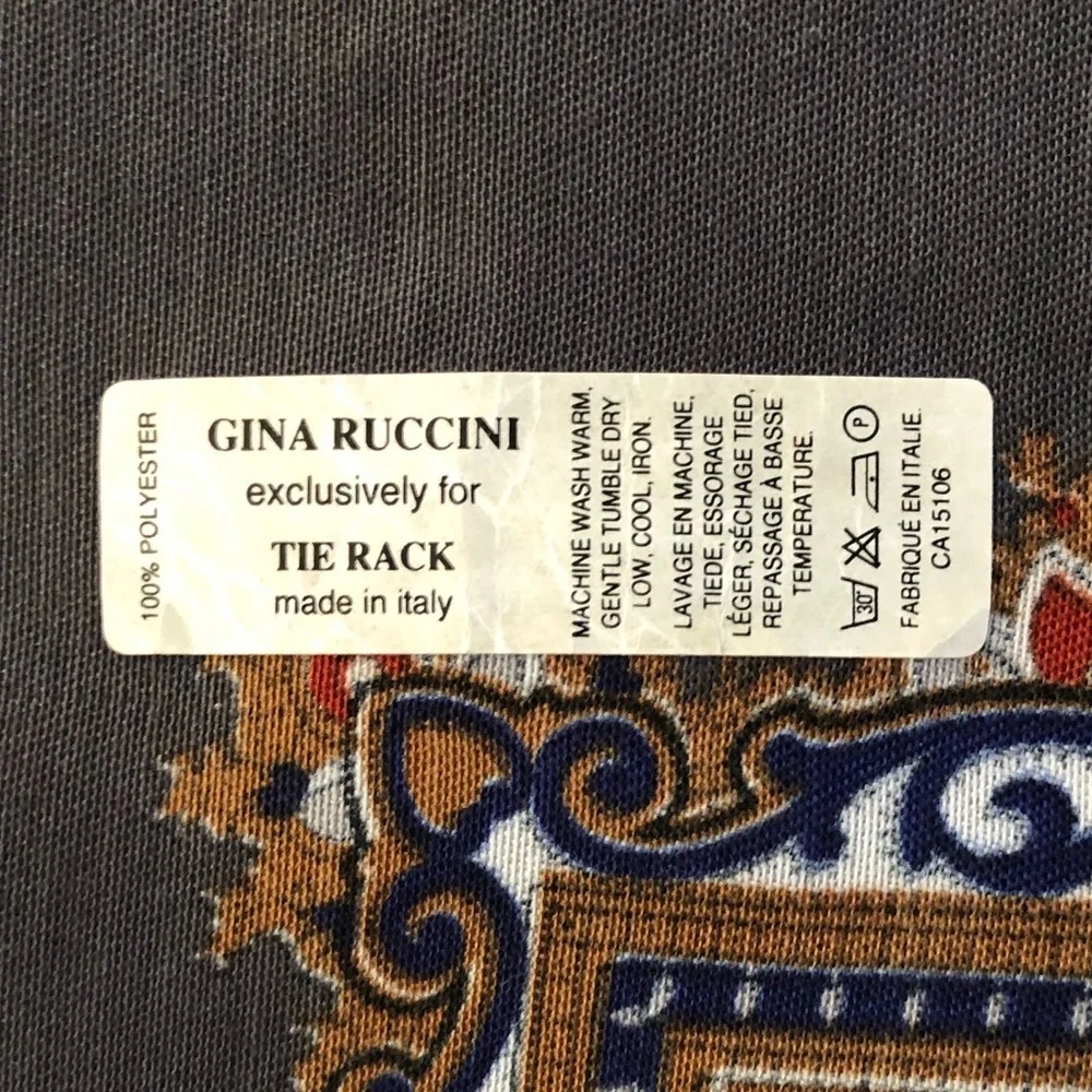 Gina Ruccini Scarf Wrap Shawl Made in Italy Grey Burgandy/Red Blue Brown 45” NWT